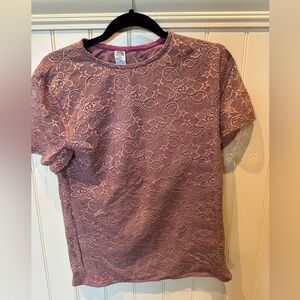 A WISH COME TRUE Size Adult Medium Pink Lace Heavy Love Guy Dance Top